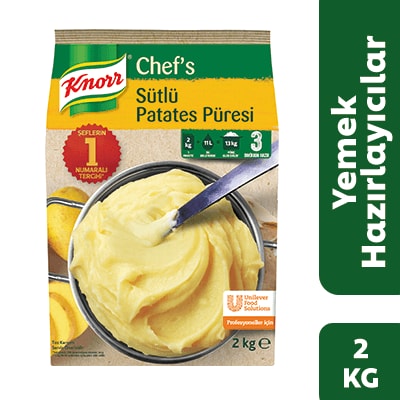 Knorr Chef's Sütlü Patates Püresi 2KG - Patatesi sütle birleştiren özel formülü ile ideal püre lezzeti, kıvamı ve rengi sunar.