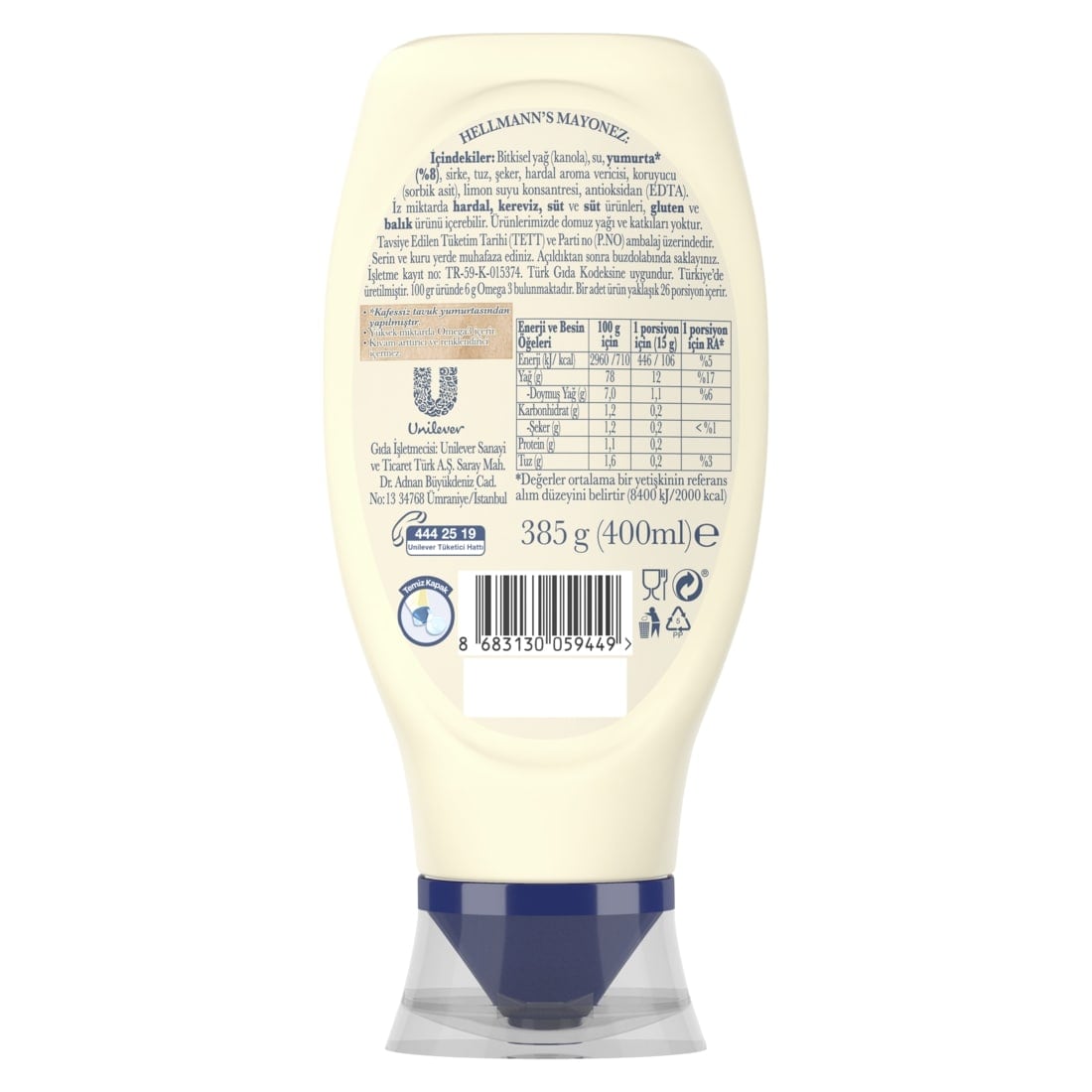 Hellmann's Mayonez 385GR - Serbest gezen tavuklardan elde edilen yumurtalar kullanılarak üretilen tek mayonez olan Hellmann’s, aynı zamanda dünyanın en çok tercih edilen mayonezidir.