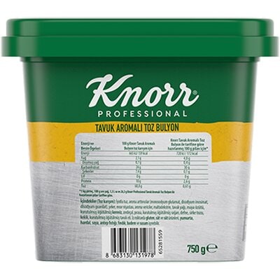 Knorr Tavuk Aromalı Toz Bulyon 750 G - Yemeğinize zengin tavuk lezzeti katar.