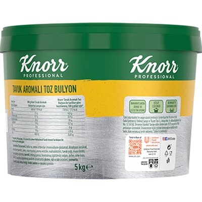 Knorr Tavuk Aromalı Toz Bulyon 5 KG - Zengin ve dengeli tavuk lezzeti ile yemeklerinizin tadını bir üst seviyeye taşımanızı sağlar."