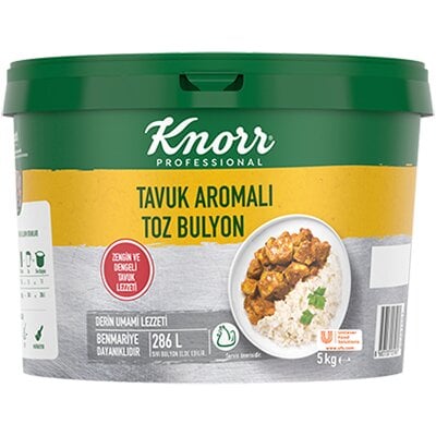 Knorr Tavuk Aromalı Toz Bulyon 5 KG - Zengin ve dengeli tavuk lezzeti ile yemeklerinizin tadını bir üst seviyeye taşımanızı sağlar."