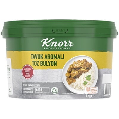 Knorr Tavuk Aromalı Toz Bulyon 7 KG - Zengin ve dengeli tavuk lezzeti ile yemeklerinizin tadını bir üst seviyeye taşımanızı sağlar.